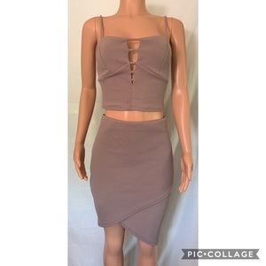 Mauve crop top and skirt set